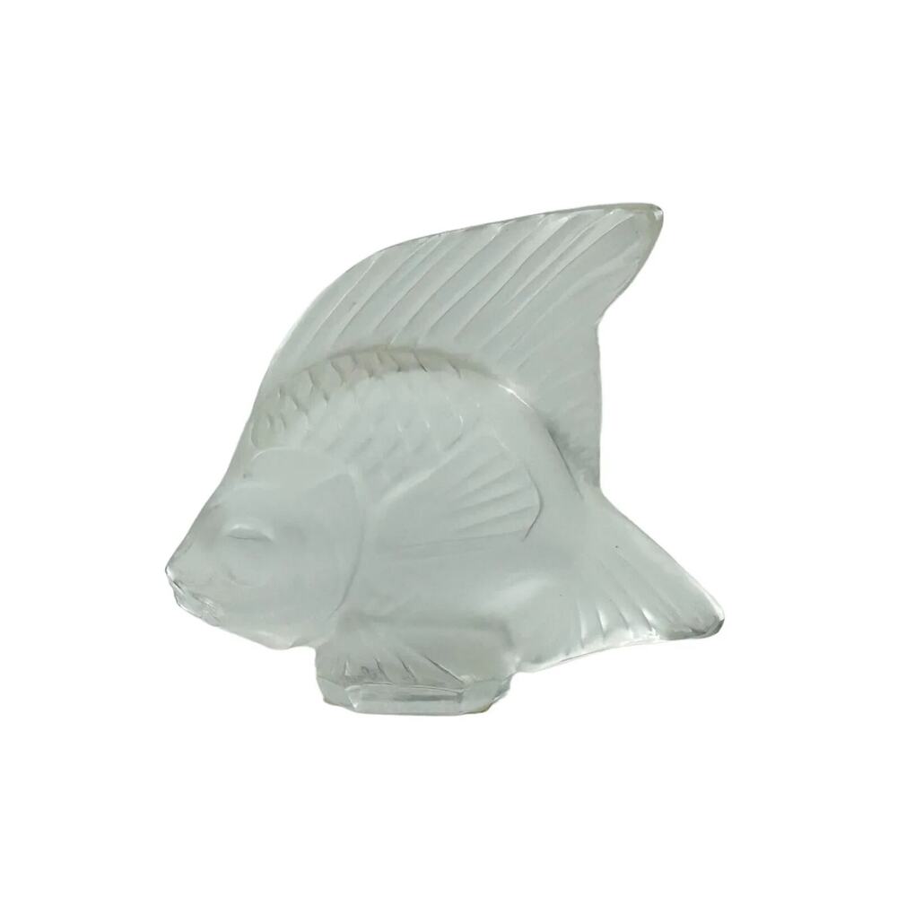 C0 New Sealed LALIQUE Crystal France Cachet Poisson Gris Fish Figurine Grey